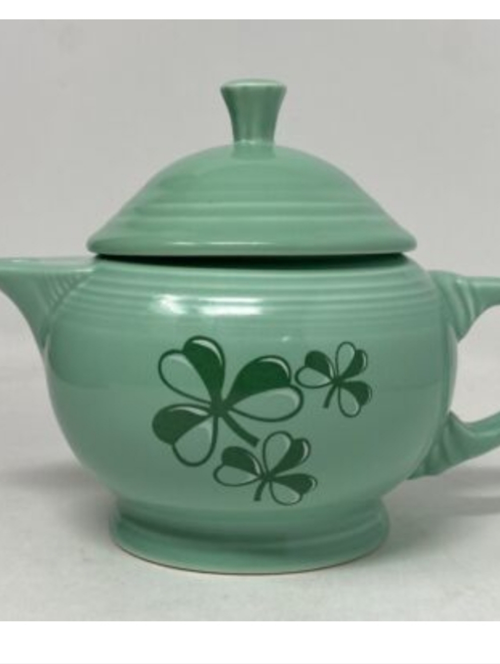 FiestaWare Homer Laughlon Teapot Small Sea Mist Color Shamrock  Motif-2 Cups - Picture 2 of 6